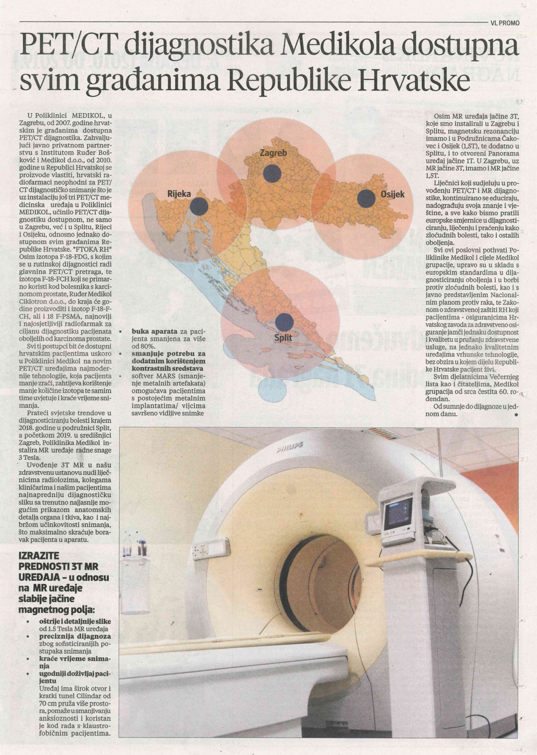 PET/CT dijagnostika Medikola dostupna svim građanima Republike Hrvatske