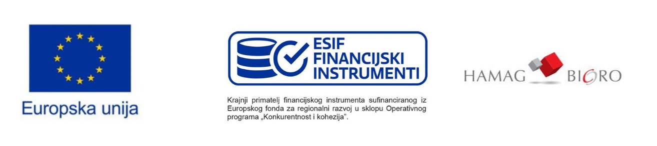 Left: European Union flag, center: ESIF financing instrument logo, right: HAMAG-BiGRO logo
